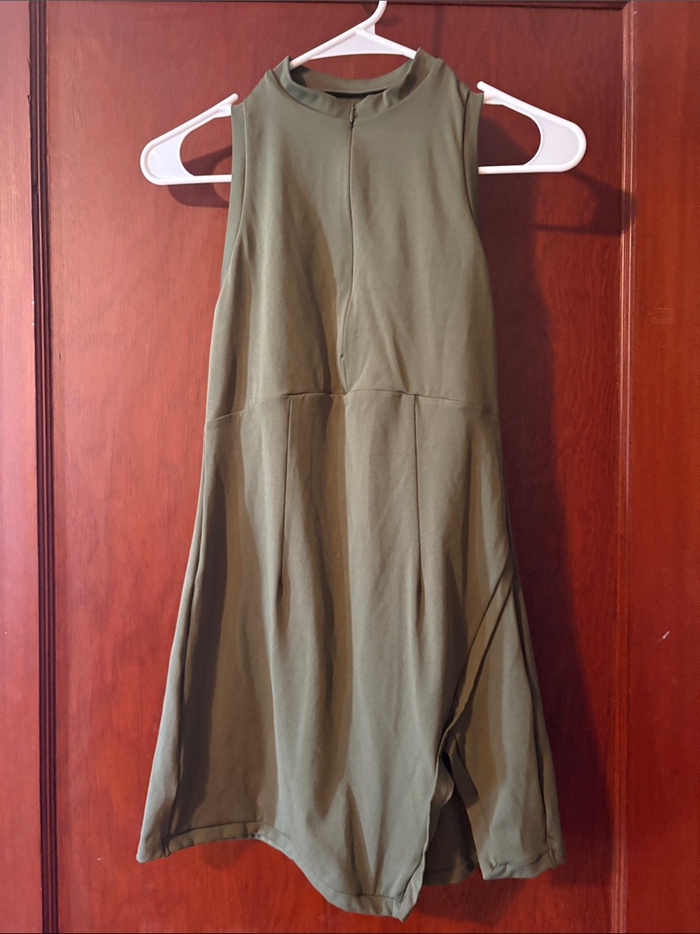 Olive Green Sleeveless A-Line Dress